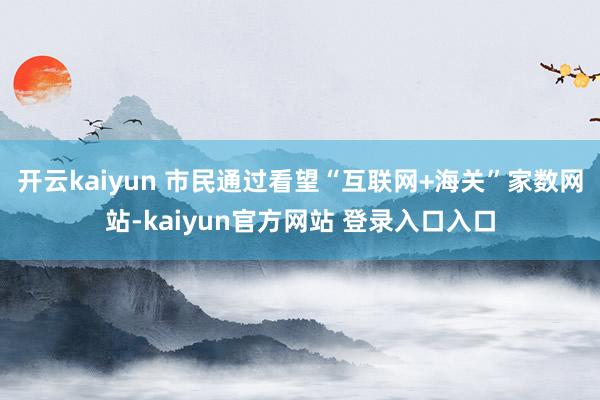 开云kaiyun 市民通过看望“互联网+海关”家数网站-kaiyun官方网站 登录入口入口