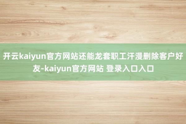 开云kaiyun官方网站还能龙套职工汗漫删除客户好友-kaiyun官方网站 登录入口入口