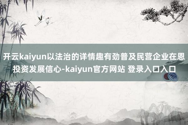 开云kaiyun以法治的详情趣有劲普及民营企业在恩投资发展信心-kaiyun官方网站 登录入口入口