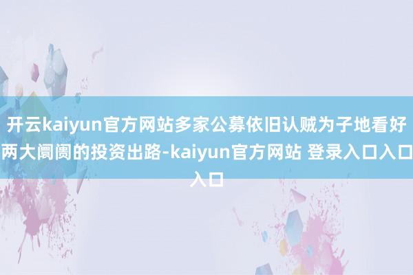 开云kaiyun官方网站多家公募依旧认贼为子地看好两大阛阓的投资出路-kaiyun官方网站 登录入口入口