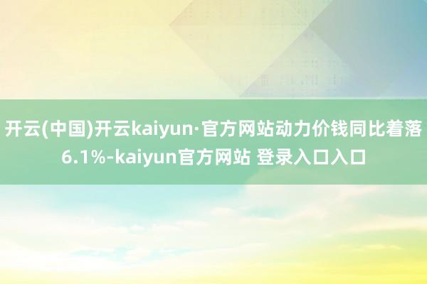 开云(中国)开云kaiyun·官方网站动力价钱同比着落6.1%-kaiyun官方网站 登录入口入口